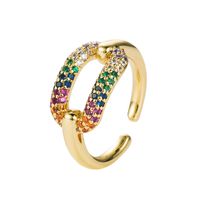 Simple Exaggerated Copper Inlaid Color Zircon Fashion Ring main image 6