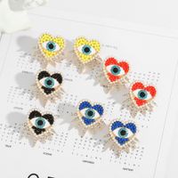 Fashion Demon Eye Heart Diamond Earrings main image 5