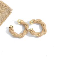 Leather Alloy Twist Round Earrings main image 6