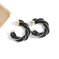 Leather Alloy Twist Round Earrings main image 5