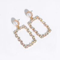 Rectangular Metal Pearl Earrings main image 4