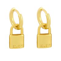 Creative Copper Lock Earrings main image 4