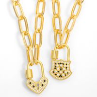 Fashion Lock Diamond Pendant Necklace main image 2