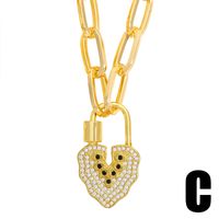 Fashion Lock Diamond Pendant Necklace main image 3