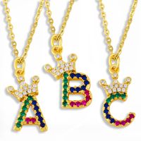 Diamond-studded 26 English Letter Crown Necklace main image 1