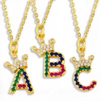 Diamond-studded 26 English Letter Crown Necklace main image 2