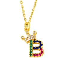Diamond-studded 26 English Letter Crown Necklace main image 4