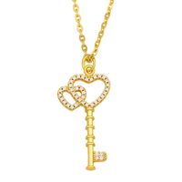 Diamond-studded Heart Key Necklace main image 3