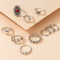 Starfish Love Heart Flower Moon Open Ring 10-piece Set main image 3