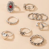 Starfish Love Heart Flower Moon Offener Ring 10-teiliges Set main image 5