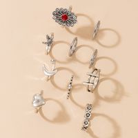 Starfish Love Heart Flower Moon Offener Ring 10-teiliges Set main image 6