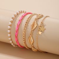 Beads Shell Five-pointed Star Tassel Anklets 5-piece Set main image 3