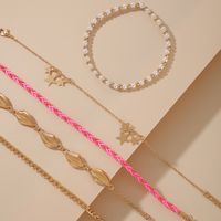 Beads Shell Five-pointed Star Tassel Anklets 5-piece Set main image 4