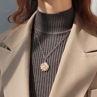 Fashion Chrysanthemum Pendant Titanium Steel Necklace main image 5