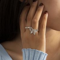 Retro Personality Hollow Butterfly Geometric Ring Set main image 3