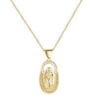 Collar De Circón Con Micro Incrustaciones De Cobre Con Colgante De Virgen María De Moda sku image 1