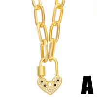 Fashion Lock Diamond Pendant Necklace sku image 1