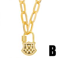 Fashion Lock Diamond Pendant Necklace sku image 2