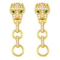 New Exaggerated Leopard Head Earrings sku image 1