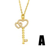 Diamond-studded Heart Key Necklace sku image 1