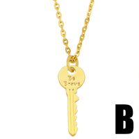 Diamond-studded Heart Key Necklace sku image 2