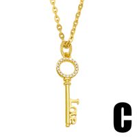 Diamond-studded Heart Key Necklace sku image 3