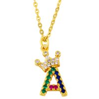 Diamond-studded 26 English Letter Crown Necklace sku image 1