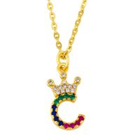 Diamond-studded 26 English Letter Crown Necklace sku image 3
