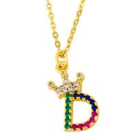 Diamond-studded 26 English Letter Crown Necklace sku image 4