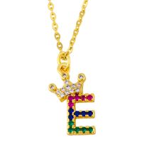 Diamond-studded 26 English Letter Crown Necklace sku image 5