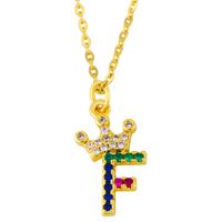 Diamond-studded 26 English Letter Crown Necklace sku image 6