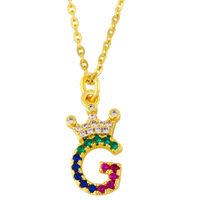 Diamond-studded 26 English Letter Crown Necklace sku image 7