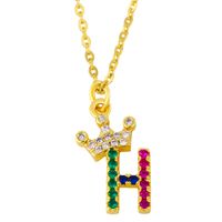Diamond-studded 26 English Letter Crown Necklace sku image 8