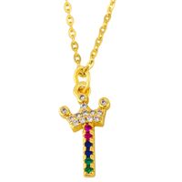 Diamond-studded 26 English Letter Crown Necklace sku image 9