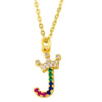 Diamond-studded 26 English Letter Crown Necklace sku image 10