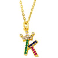 Diamond-studded 26 English Letter Crown Necklace sku image 11