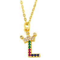 Diamond-studded 26 English Letter Crown Necklace sku image 12