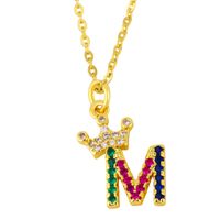 Diamond-studded 26 English Letter Crown Necklace sku image 13