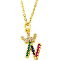 Diamond-studded 26 English Letter Crown Necklace sku image 14