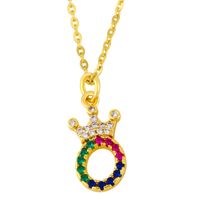 Diamond-studded 26 English Letter Crown Necklace sku image 15