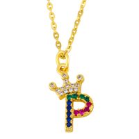 Diamond-studded 26 English Letter Crown Necklace sku image 16