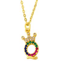 Diamond-studded 26 English Letter Crown Necklace sku image 17