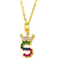 Diamond-studded 26 English Letter Crown Necklace sku image 19