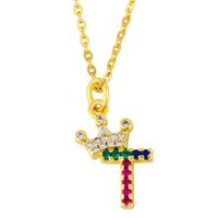 Diamond-studded 26 English Letter Crown Necklace sku image 20