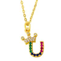Diamond-studded 26 English Letter Crown Necklace sku image 21