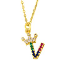 Diamond-studded 26 English Letter Crown Necklace sku image 22