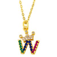 Diamond-studded 26 English Letter Crown Necklace sku image 23