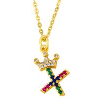 Diamond-studded 26 English Letter Crown Necklace sku image 24