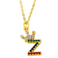 Diamond-studded 26 English Letter Crown Necklace sku image 26