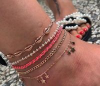 Beads Shell Five-pointed Star Tassel Anklets 5-piece Set sku image 1